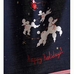 Anthropologie Louise pretzel dashing poodles kitchen dish towel new with tags